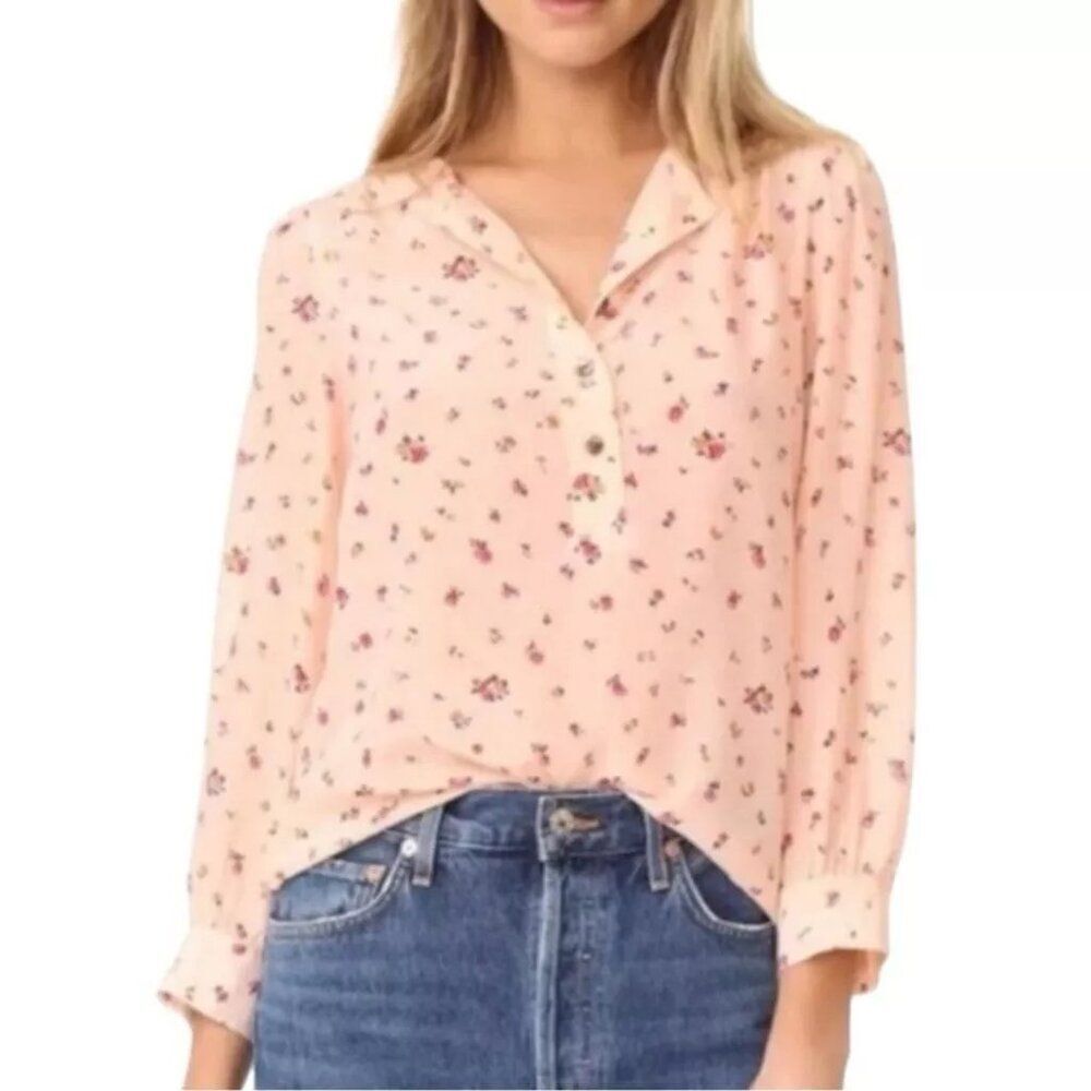 Rebecca Taylor Long Sleeve Silk Blend Mia Floral Top in Ballet Pink sz 6